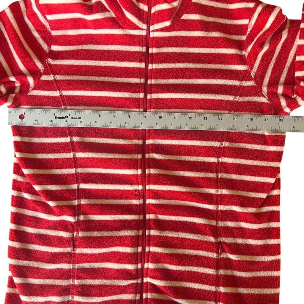 L.L. Bean Women’s Red and White Striped Full Zip Fleece Jacket Size Small - Picture 6 of 11